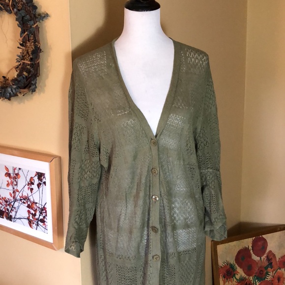 SEMPLICE size XL Linen Open-Weave Sweater Duster - Picture 2 of 16